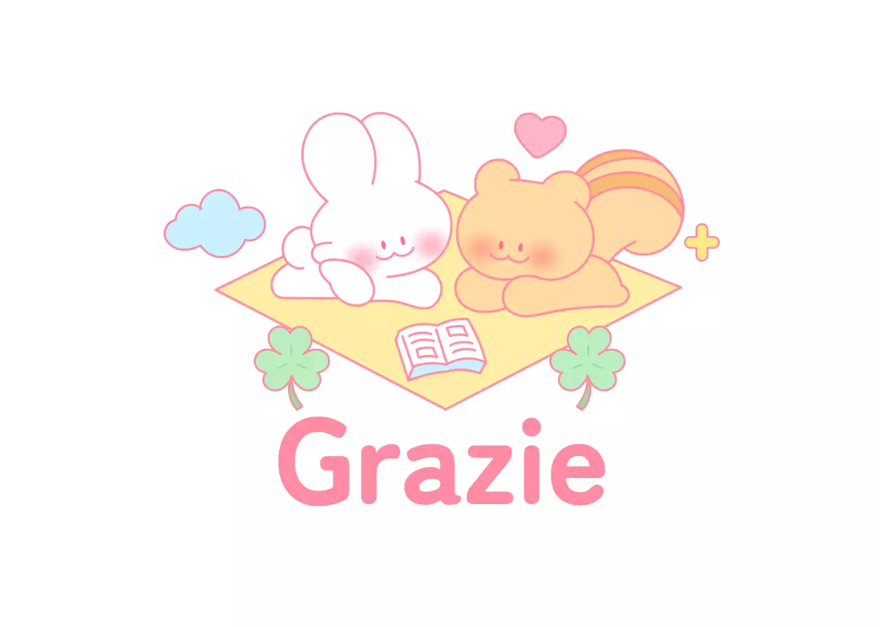 Biglietti di ringraziamento decorativi con illustrazioni di simpatici coniglietti e scoiattoli