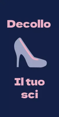 Scarpe da ballo su sfondo blu navy con un cartello che invita a togliersi le scarpe.