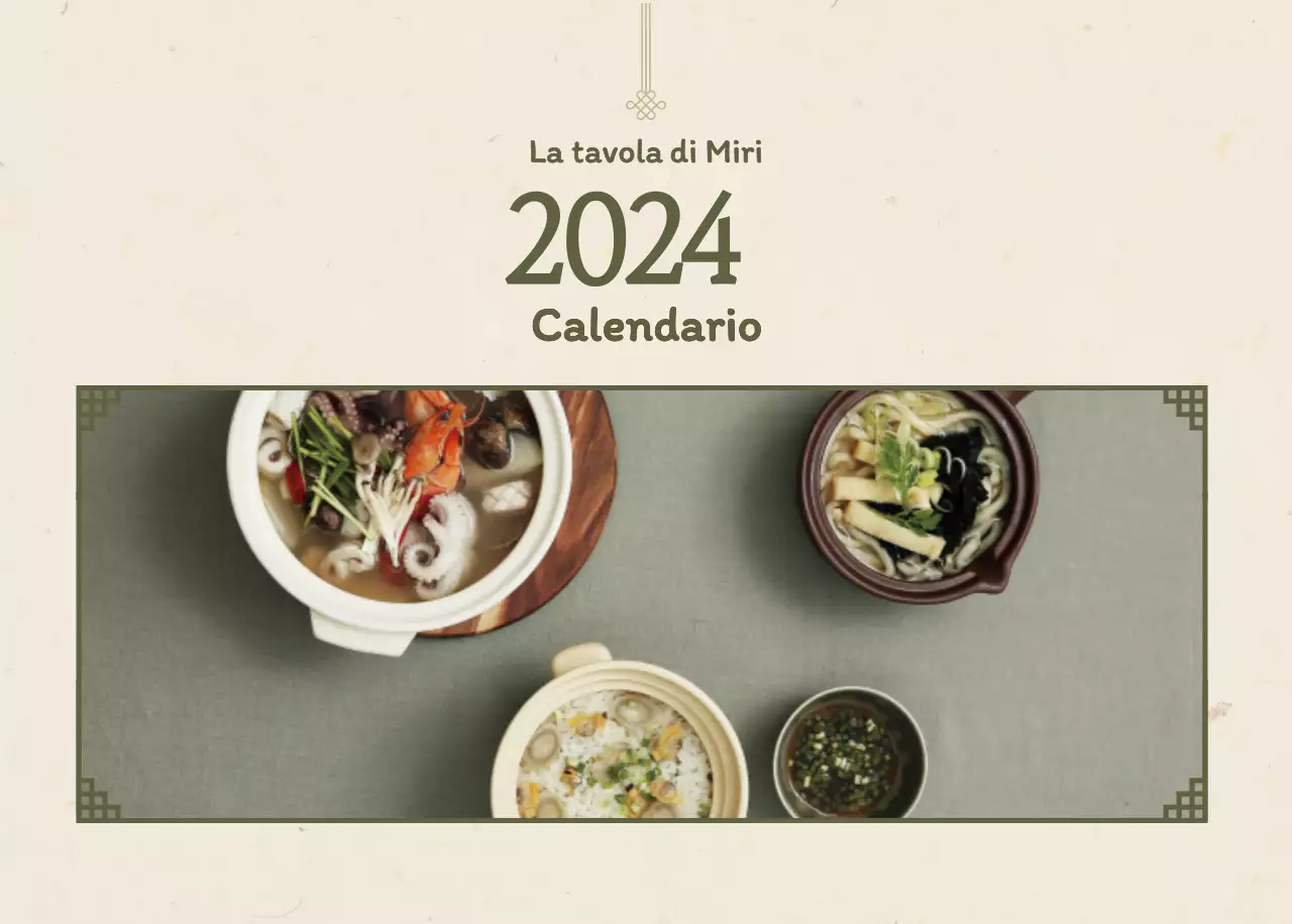 Calendario dei coupon del ristorante coreano tradizionale in beige e marrone