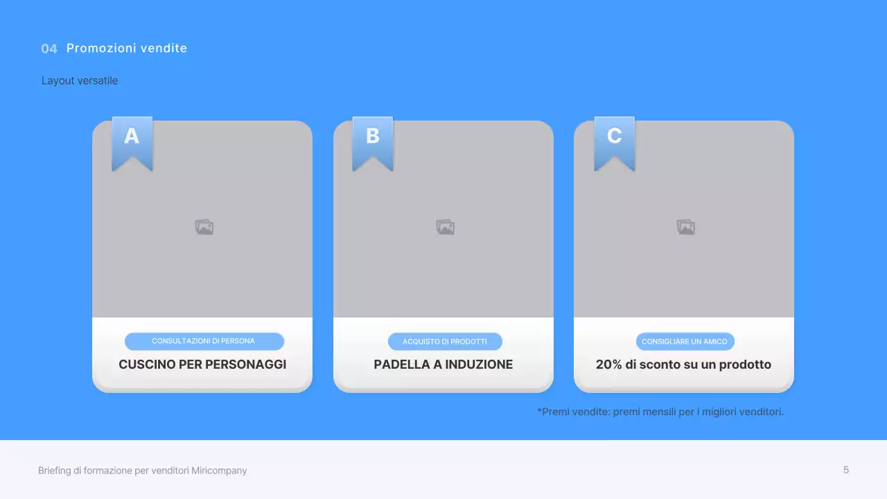 Briefing di formazione per venditori con forme blu e tridimensionali