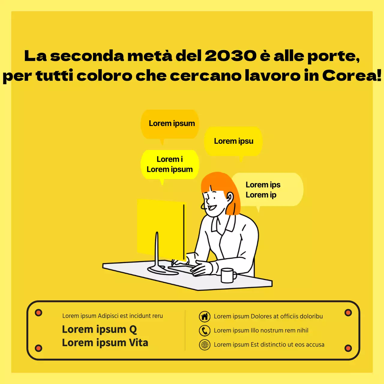 Pubblicizzare e prenotare le sale studio per i colloqui faccia a faccia in giallo e bianco