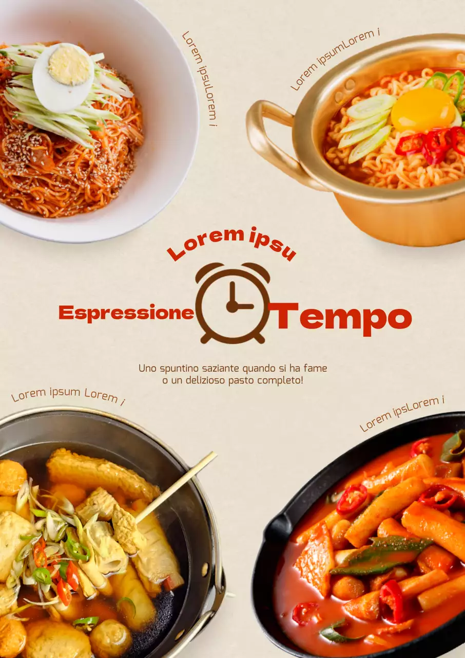 Introduzione di un menu giapponese informale con accenti rossi