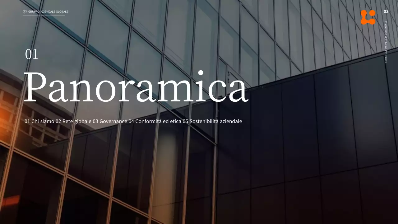 Rapporto di sostenibilità ESG aziendale in arancione