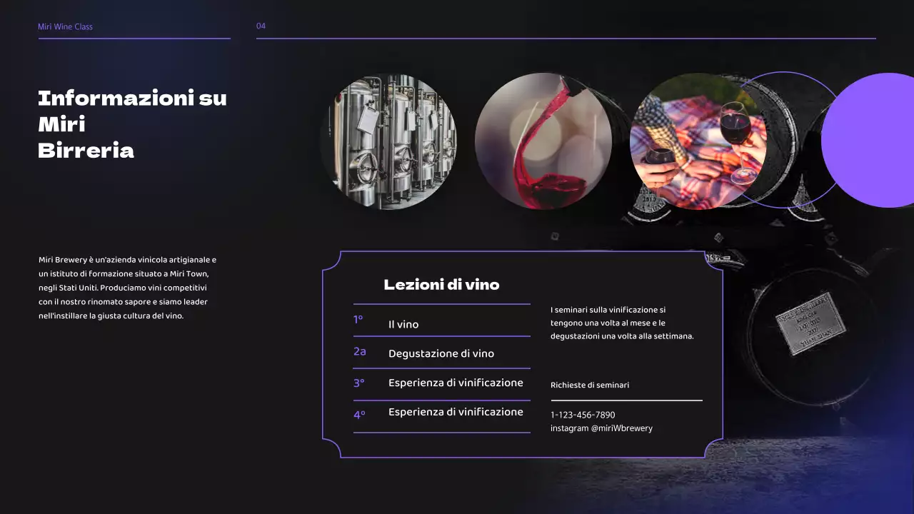 Seminario di classe sul vino e la birra nei toni del nero e del viola