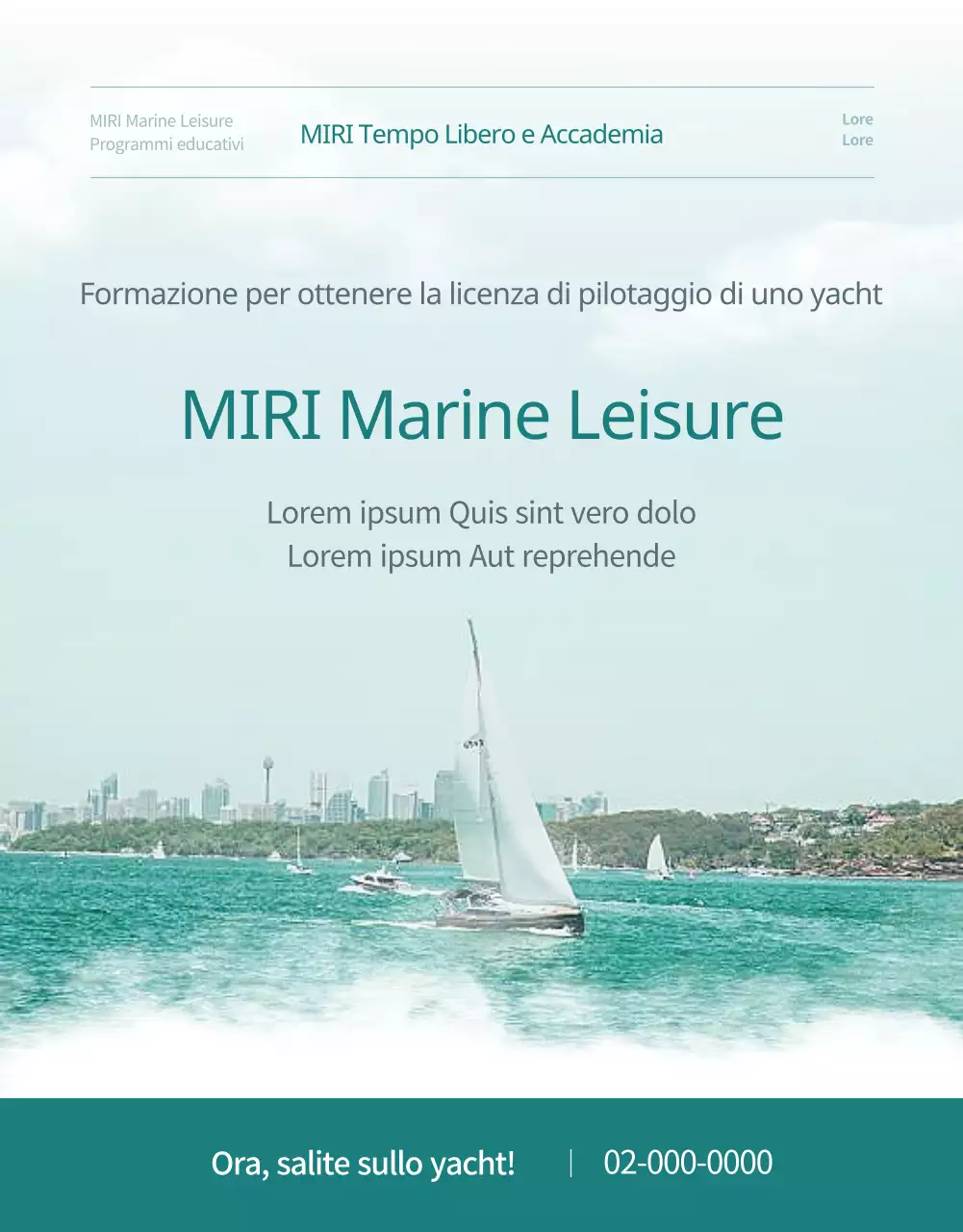 Guida alla prenotazione di una semplice lezione per la patente nautica di colore azzurro e verde