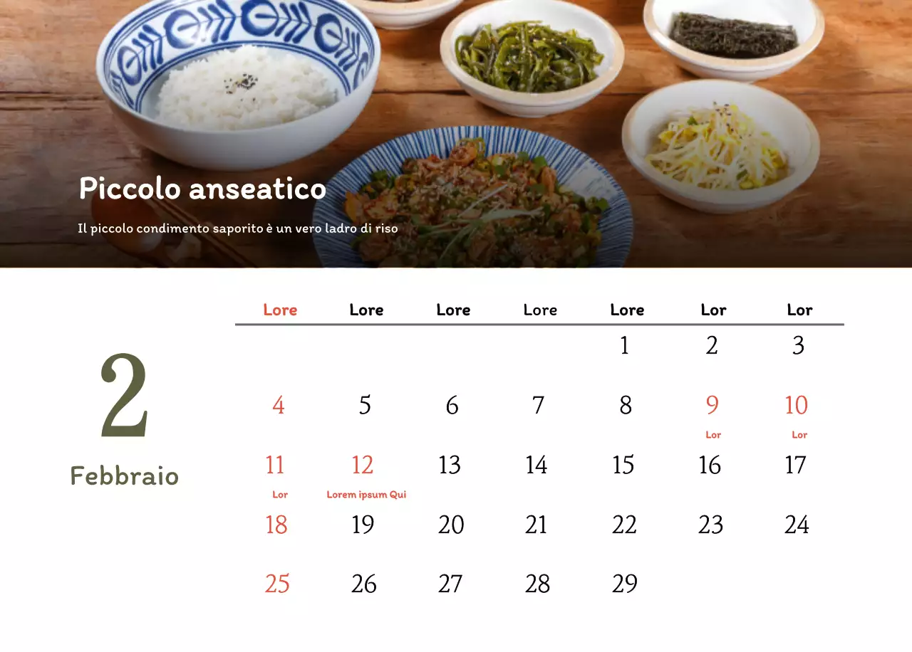 Calendario dei coupon del ristorante coreano tradizionale in beige e marrone