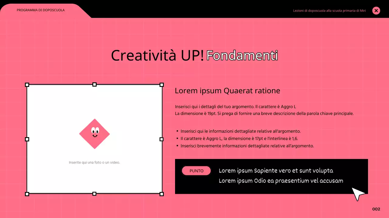 Lezioni di computer grafica in cornici colorate per browser