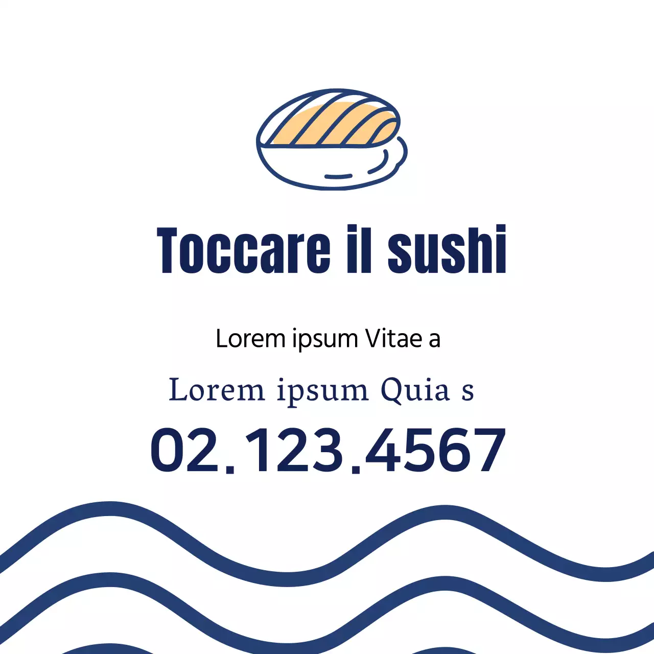 Illustrazione blu semplice ristorante sushi etichetta