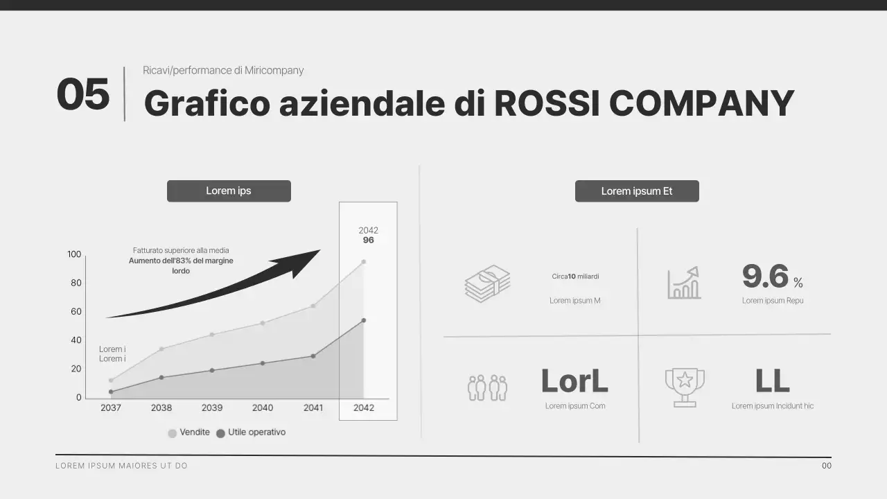 Un profilo aziendale moderno in nero e grigio