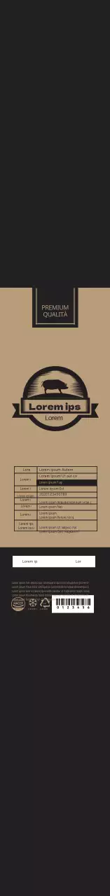 Icona nera semplice etichetta pancia di maiale