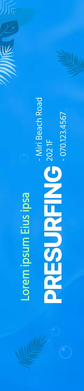 Semplice illustrazione dell'oceano in blu e chartreuse per informazioni e promozione del surf