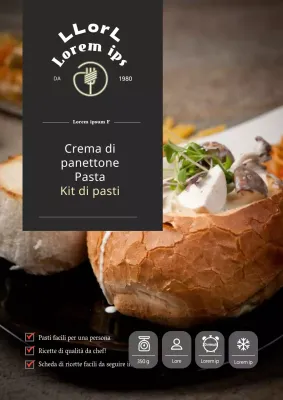 Promuovi il kit per la pasta cremosa del ristorante di lusso nero