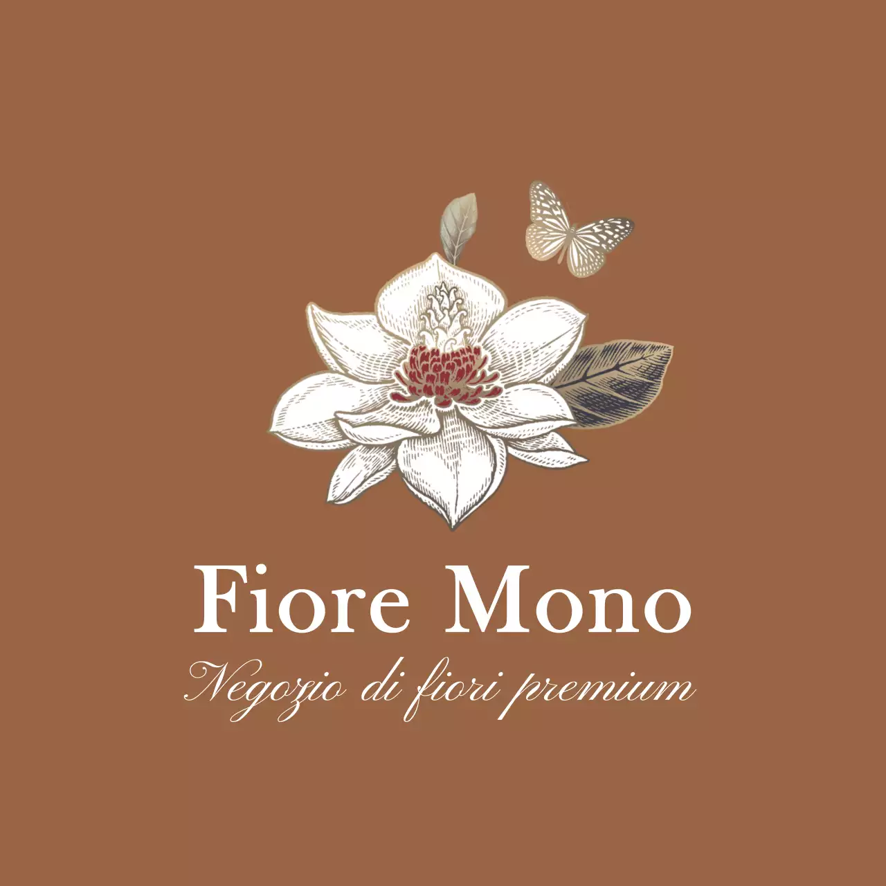 Logo in stile illustrazione di fiori e farfalle nere e sentimentali per il personale e le esperienze dei fiorai
