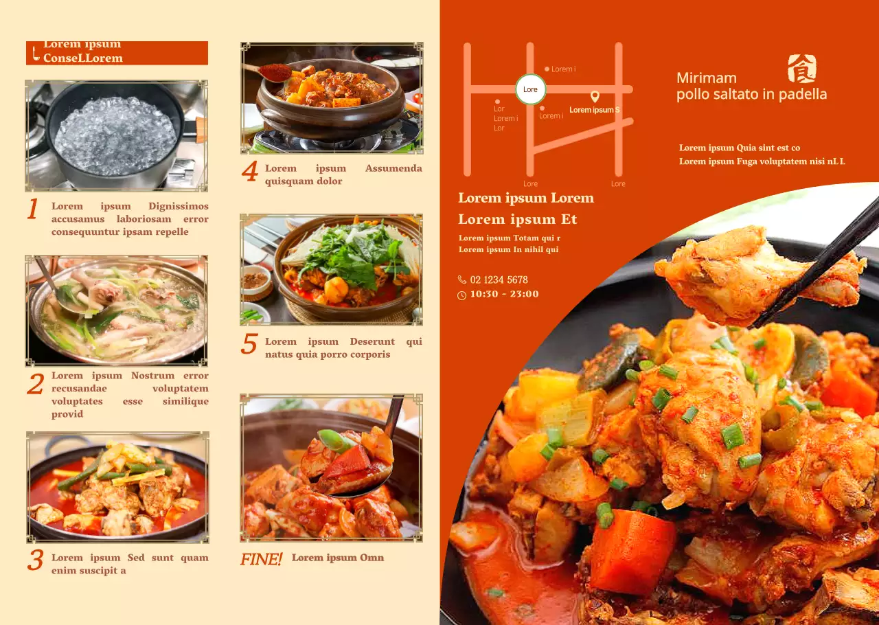 Foglietto rosso del kit pasto con la ricetta del pollo saltato in padella