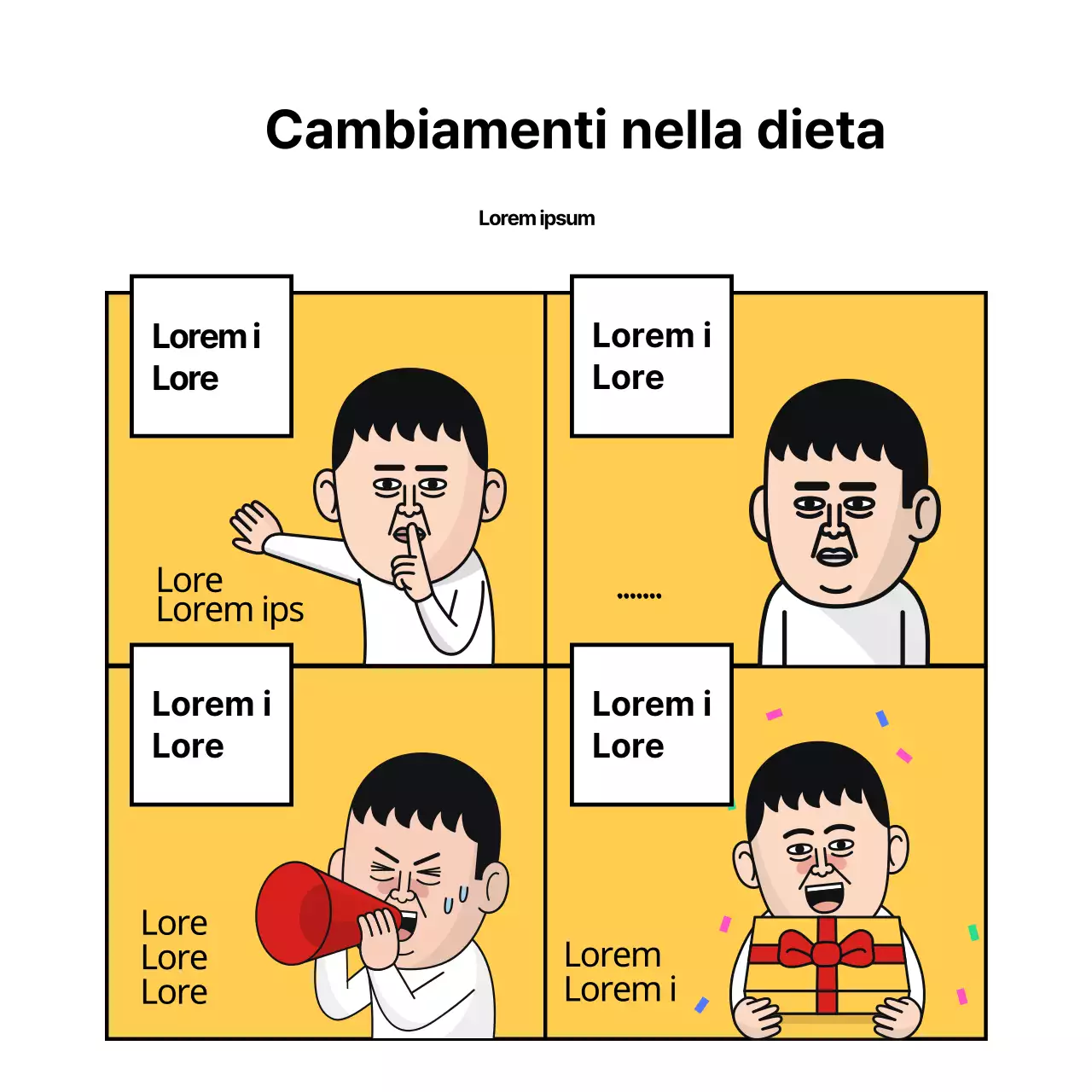 Banner fumettistici con illustrazioni divertenti di citazioni dietetiche