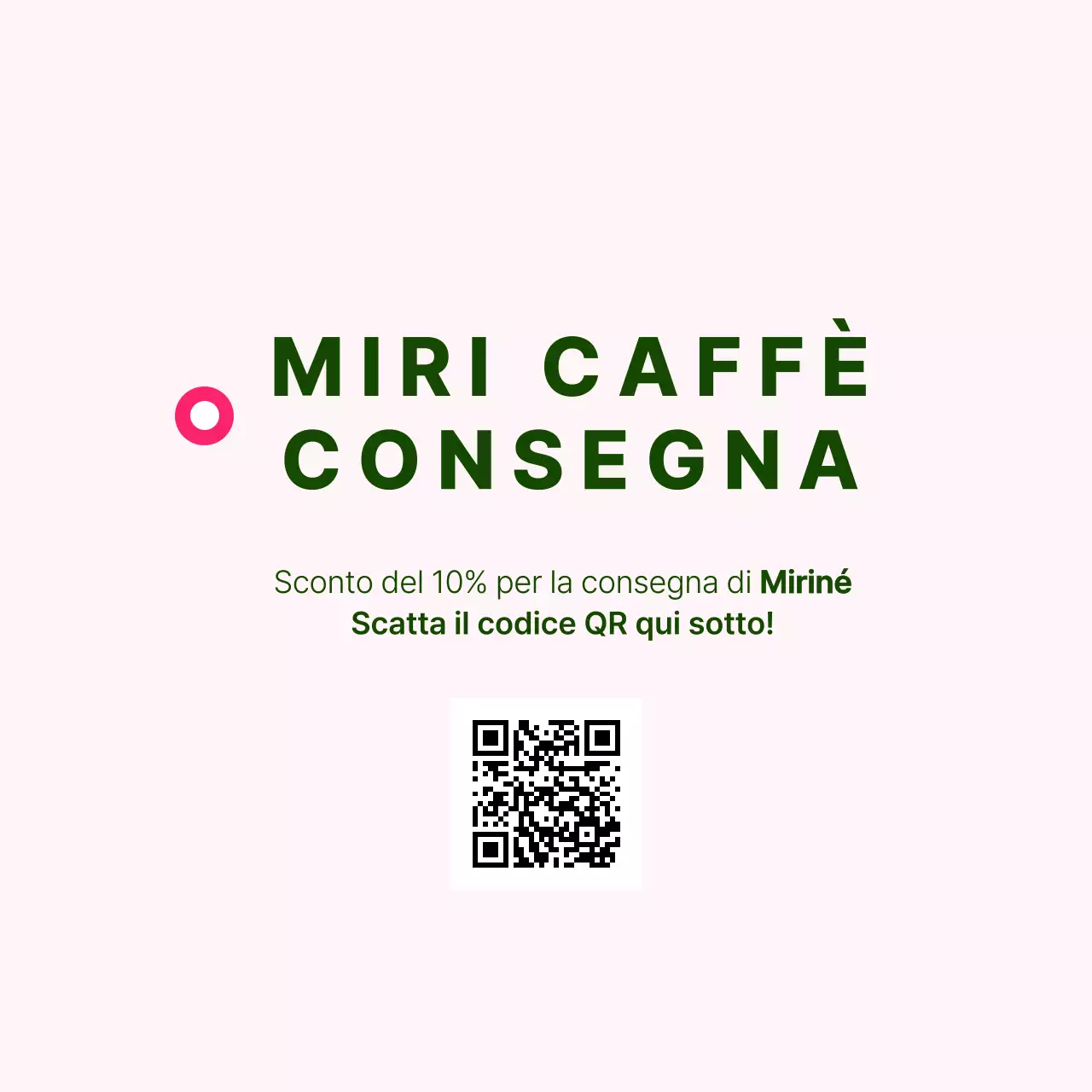 Adesivo per consegne al bar con sfondo rosa e codice QR