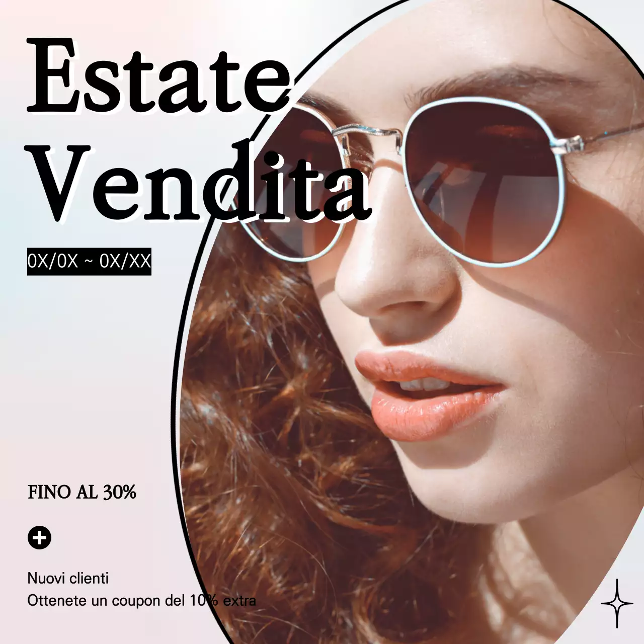 Modello con occhiali da sole su sfondo sfumato