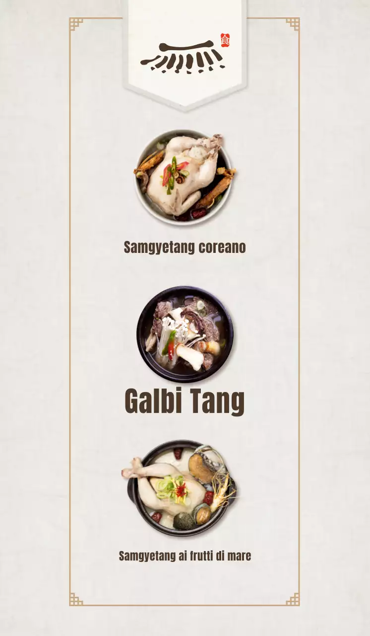 Promuovere un ristorante coreano con galbitang e samgyetang