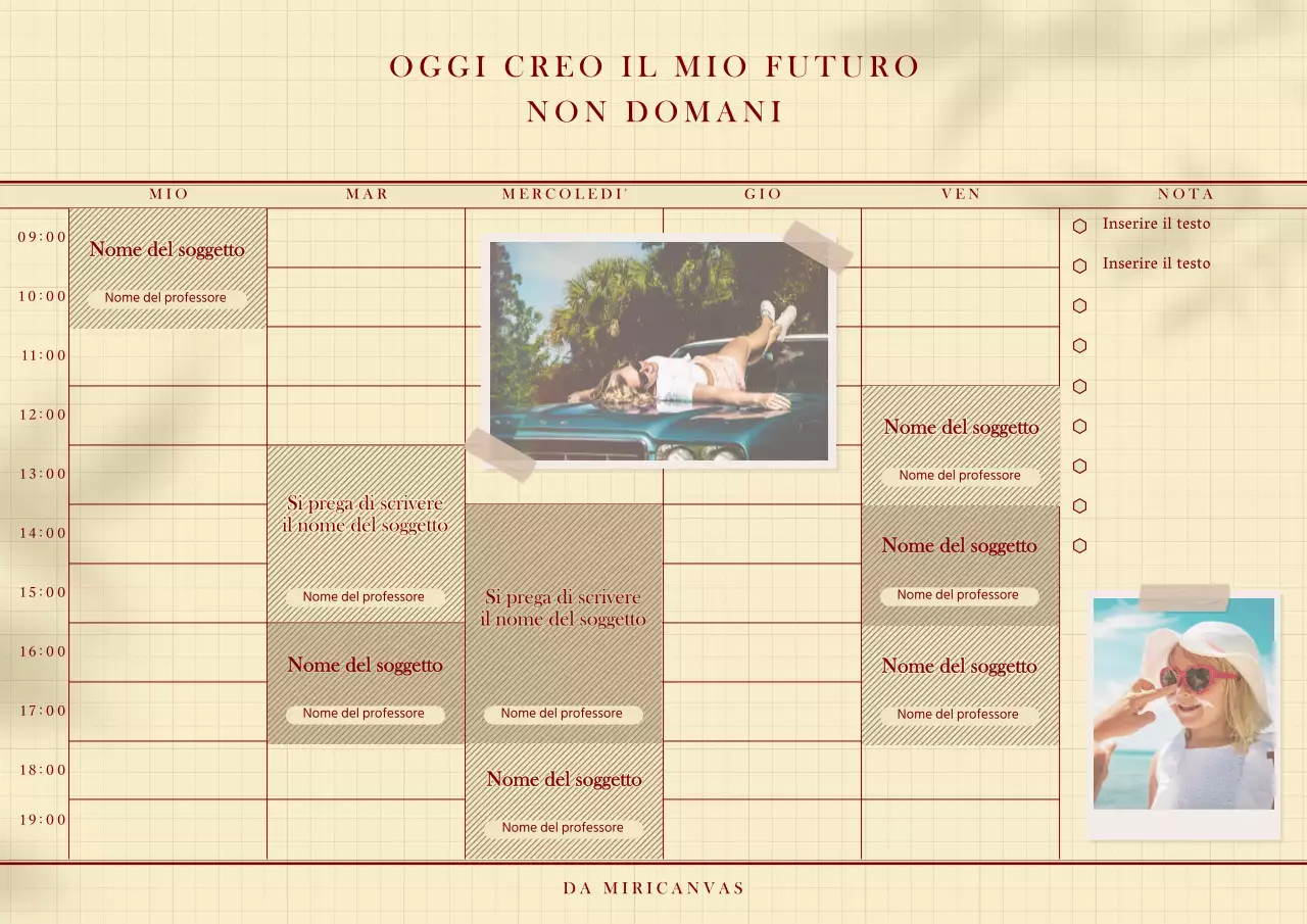 Monocolo pulito in colore beige vintage Orario universitario