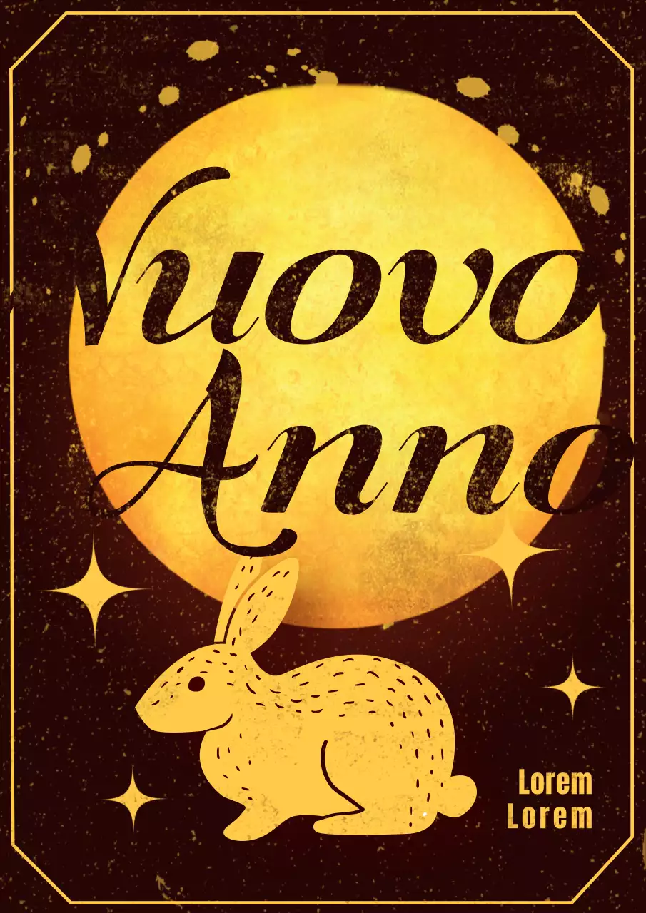 Biglietto di auguri per il nuovo anno in marrone e giallo