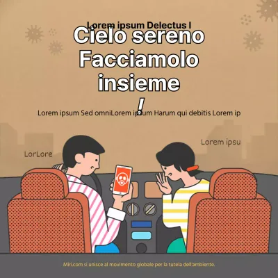 Campagna di protezione dall'inquinamento atmosferico per la Giornata Mondiale dell'Ambiente con sfondo illustrativo ocra