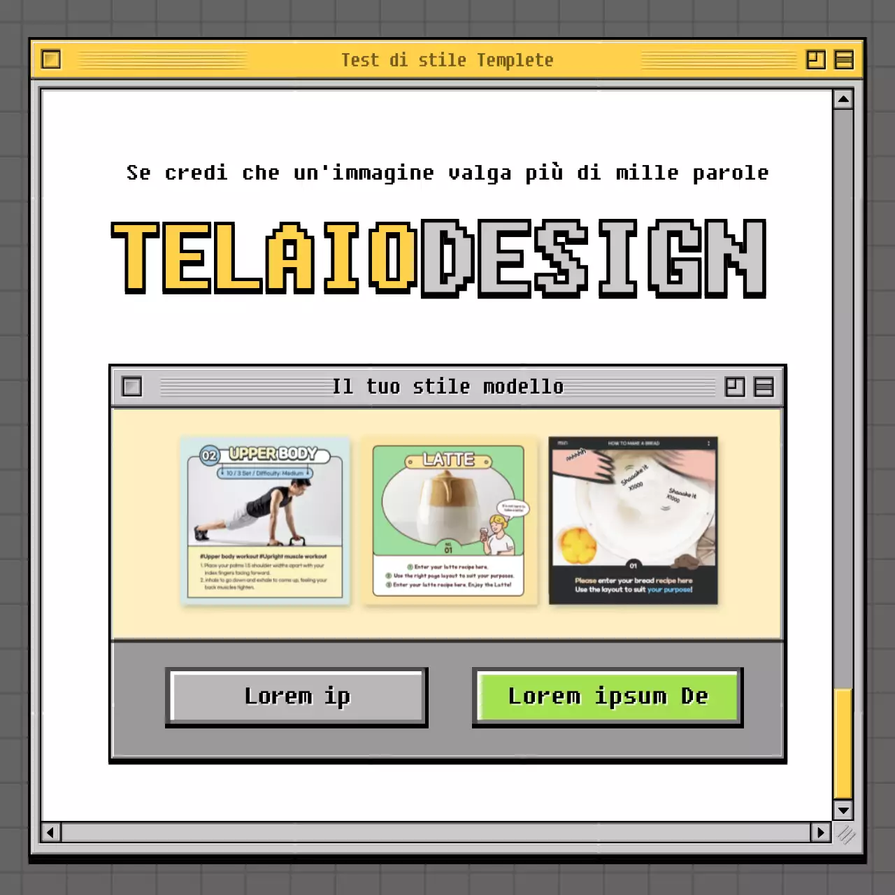 Test di psicologia con concetto di browser retrò in grigio e verde