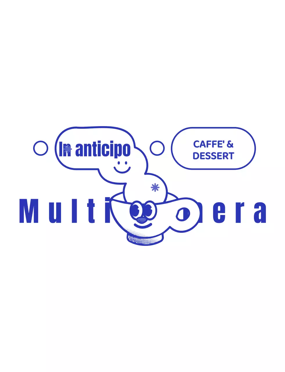 Blu navy e bianco tazza carino carattere caffè stile negozio logo