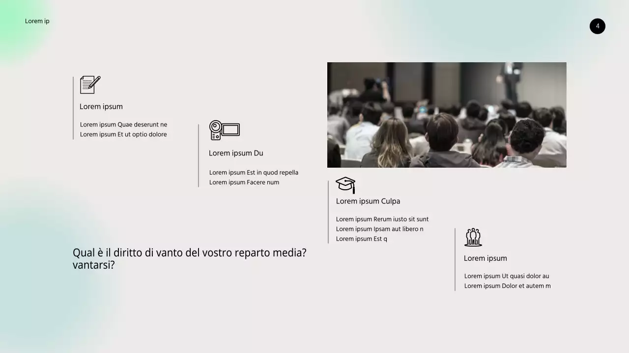 Dipartimento media e pubbliche relazioni PPT con sfondo sfumato