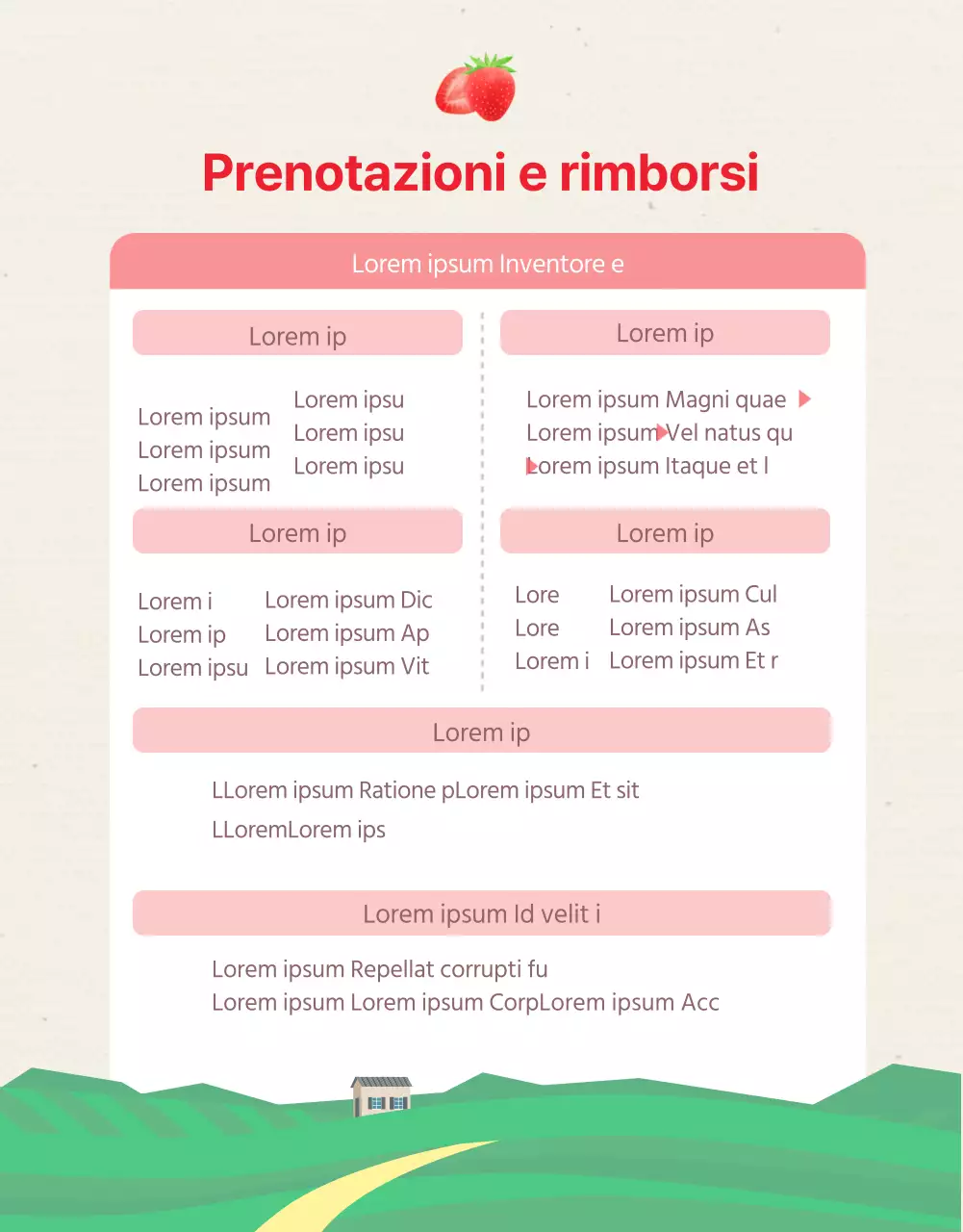 Dettagli dell'esperienza della fattoria delle fragole rosa illustrata