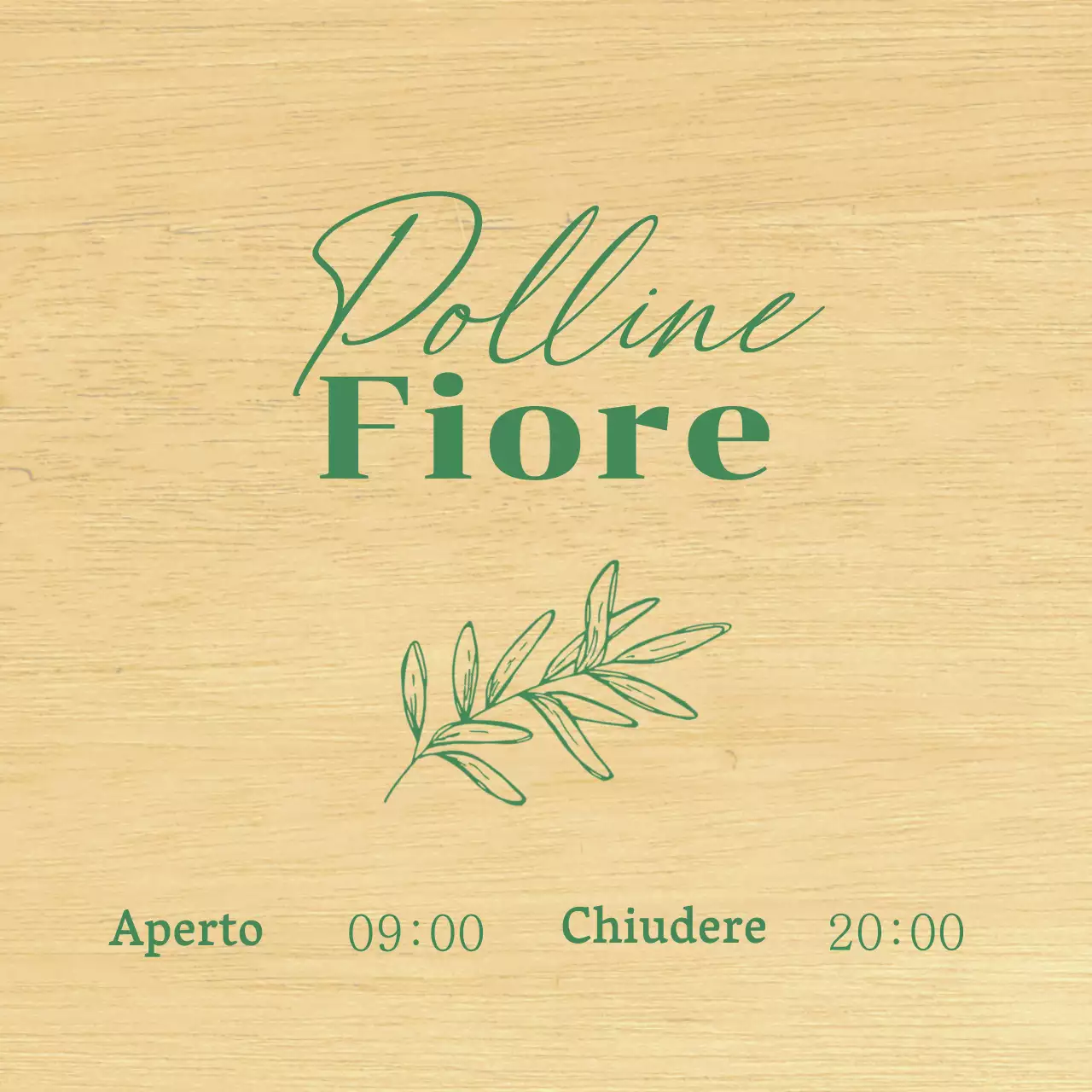 Design di un negozio di fiori con illustrazioni botaniche verdi disegnate a mano
