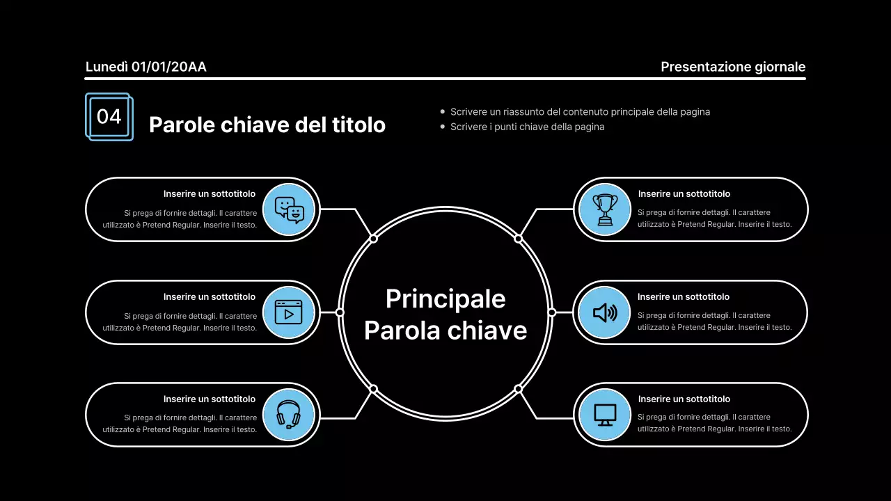 Presentazione che attira l'attenzione con linee decise in un concetto di giornale su sfondo nero