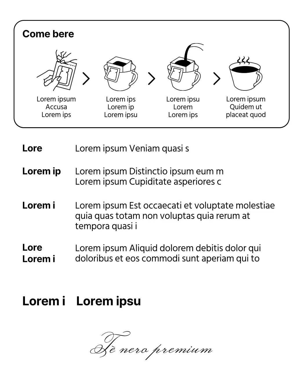 Illustrazione di linea Pacchetto di tè nero
