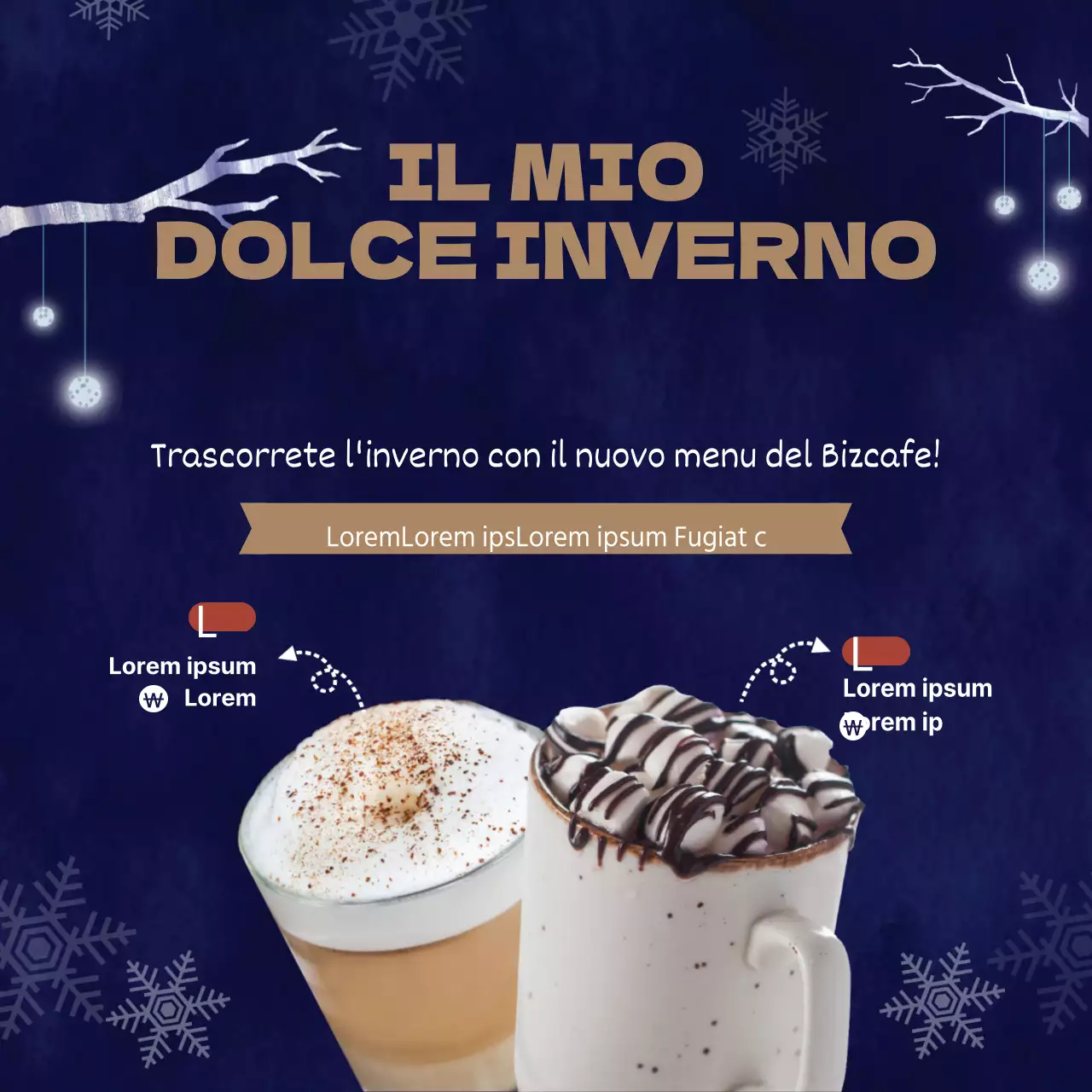 Bevande invernali Evento nuovo menu