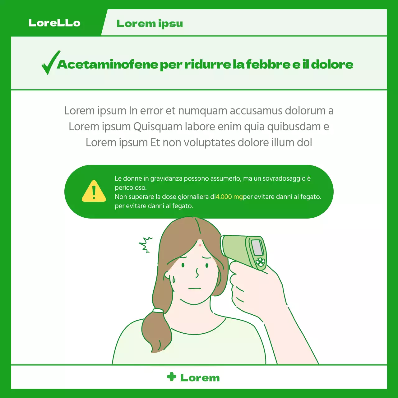 Farmaci necessari per ogni sintomo nel concetto di prescrizione illustrato in verde