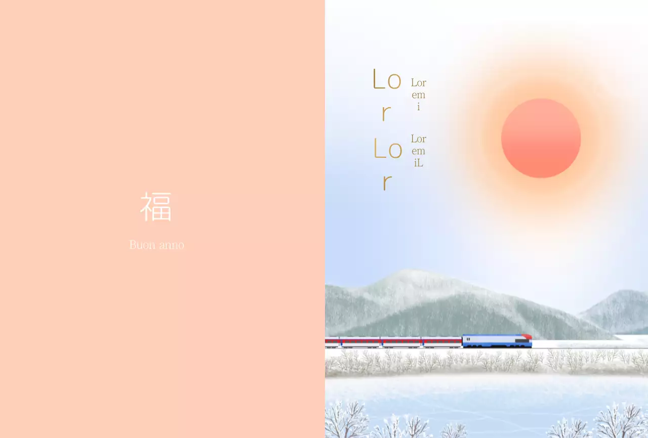 Biglietto di auguri per il nuovo anno in azzurro e rosa