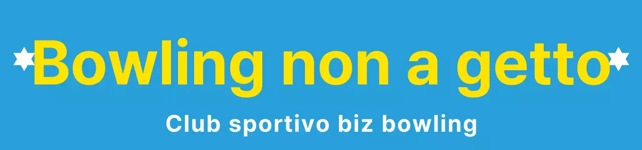 Un'illustrazione pulita del bowling e un logo emblematico in azzurro, bianco e giallo per un club sportivo di bowling.