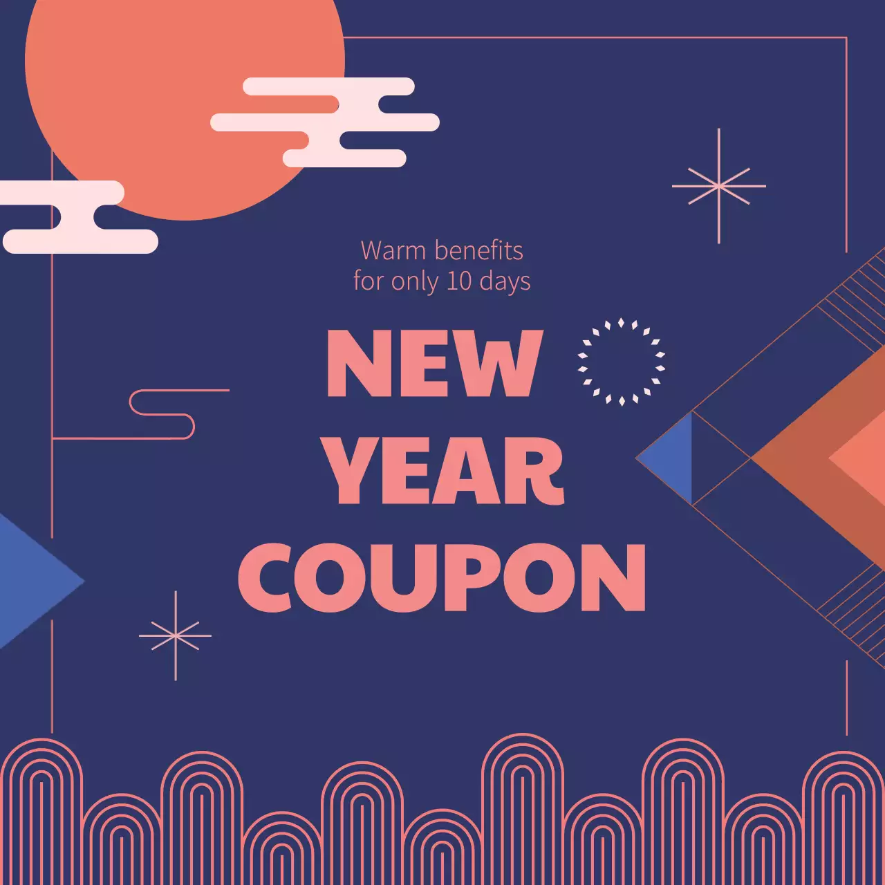 Navy Geometric Coupon Promotion Instagram Post