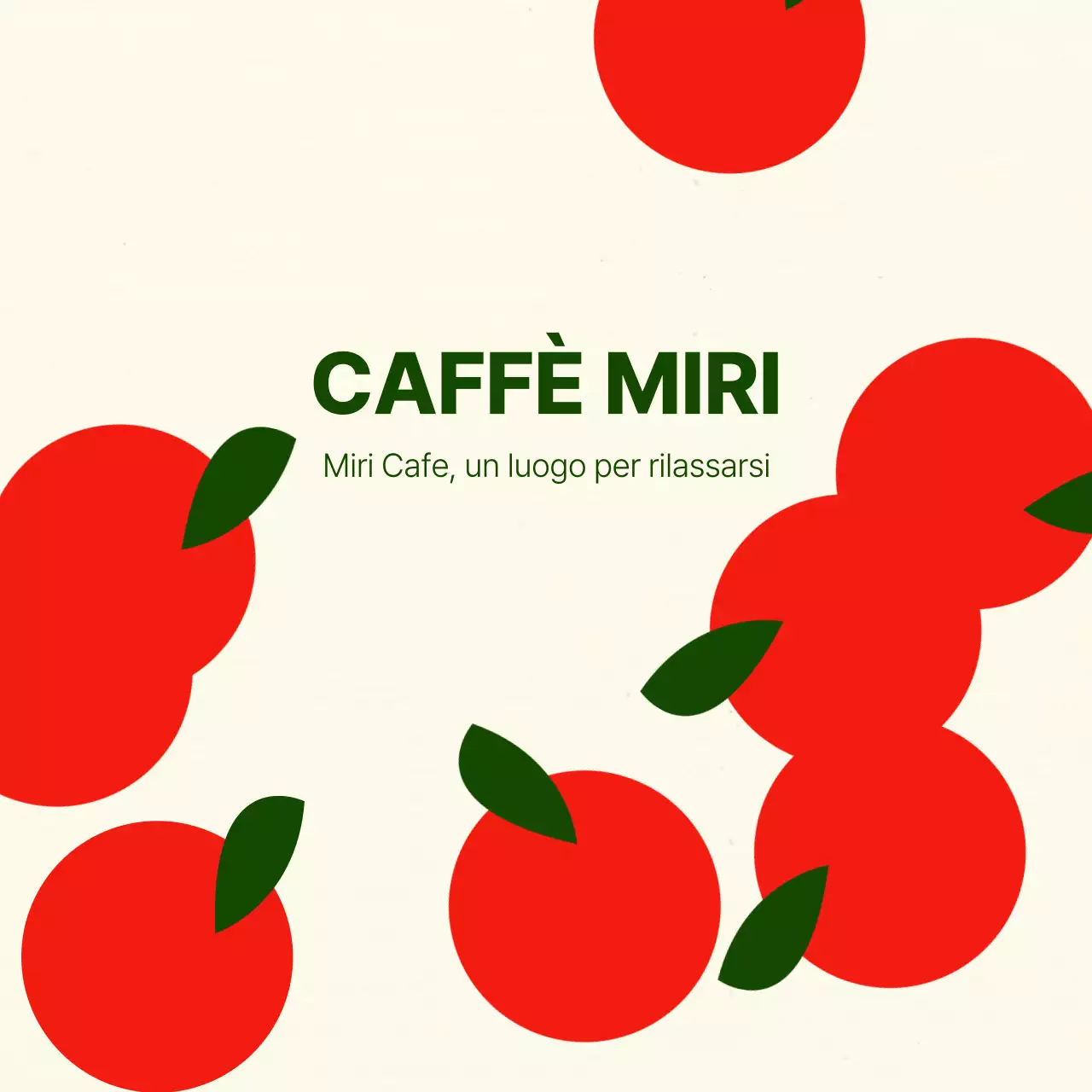 Adesivo Circle Cafè su sfondo giallo con mela rossa