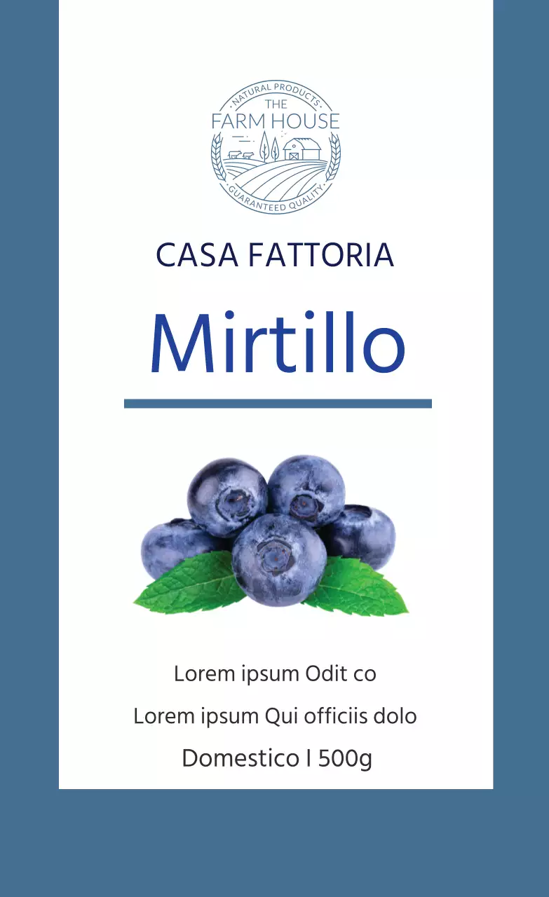 Etichetta dei prodotti a base di mirtillo