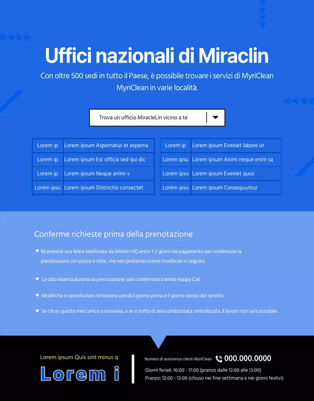Una semplice pubblicità blu e gialla per la pulizia dei condizionatori d'aria
