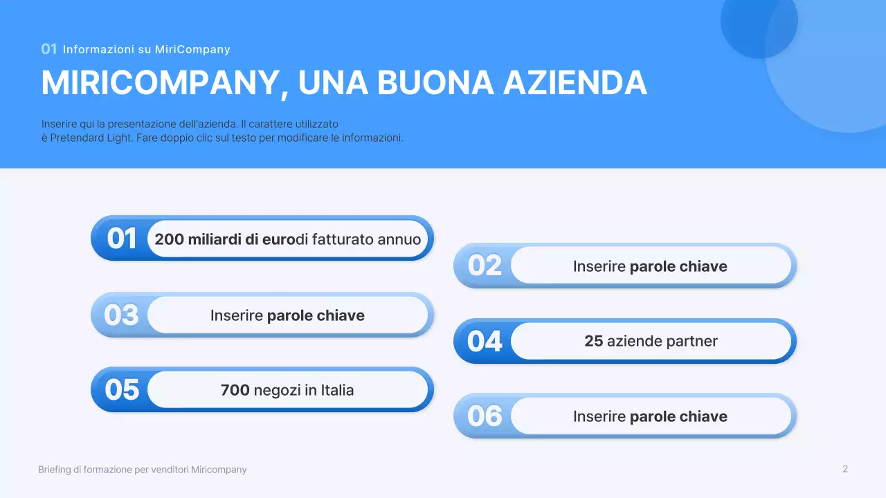 Briefing di formazione per venditori con forme blu e tridimensionali