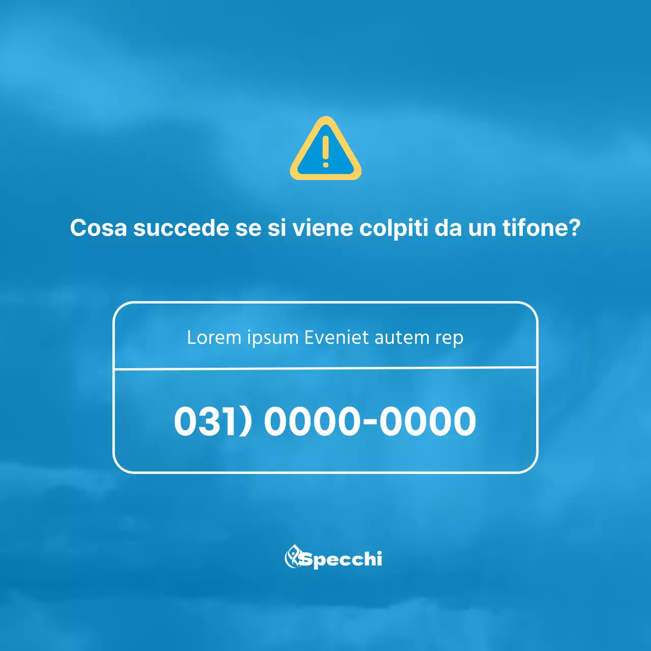 Informazioni su come affrontare i danni da tifone con un'illustrazione di tifone su sfondo azzurro