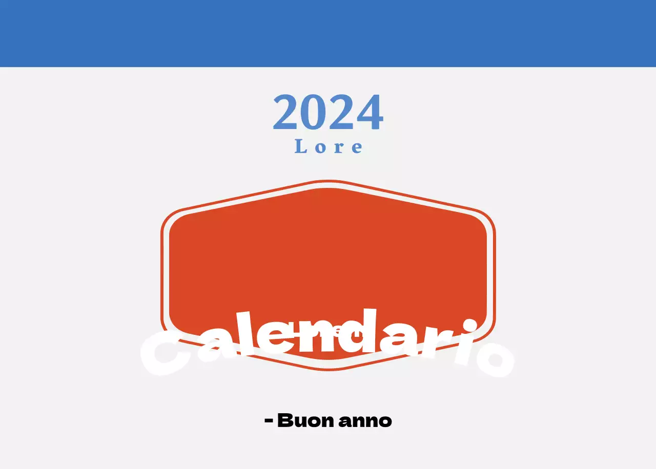 Calendario nostalgico di concezione retrò in rosso e blu