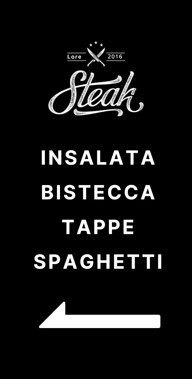 Banner di ristorante con immagine di una bistecca su sfondo nero