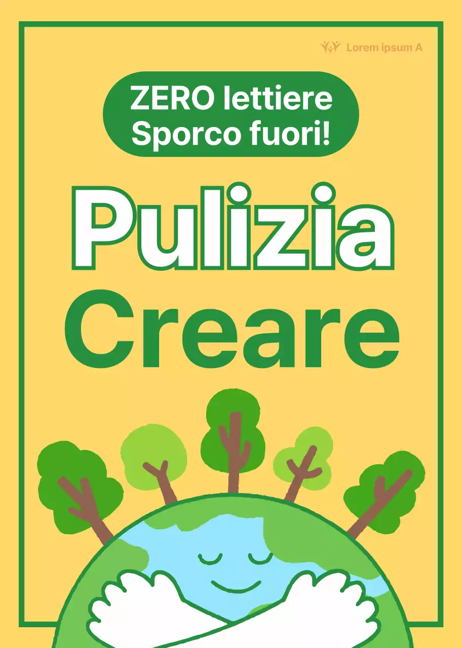 Strade più pulite con simpatiche illustrazioni della terra gialla e verde Campagne ambientali pubbliche