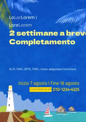 Promuovete un pacchetto di viaggi estivi con uno sfondo illustrativo del cielo azzurro