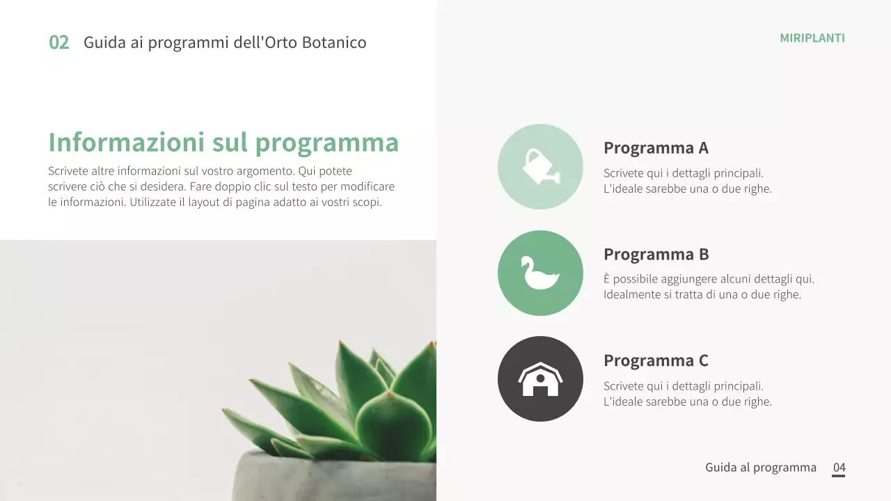 Modello di pianta a tema verde e bianco