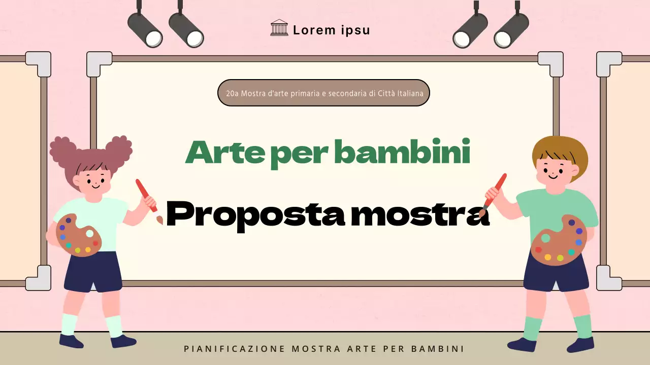 Proposta di mostra d'arte minimalista per bambini in rosa e marrone