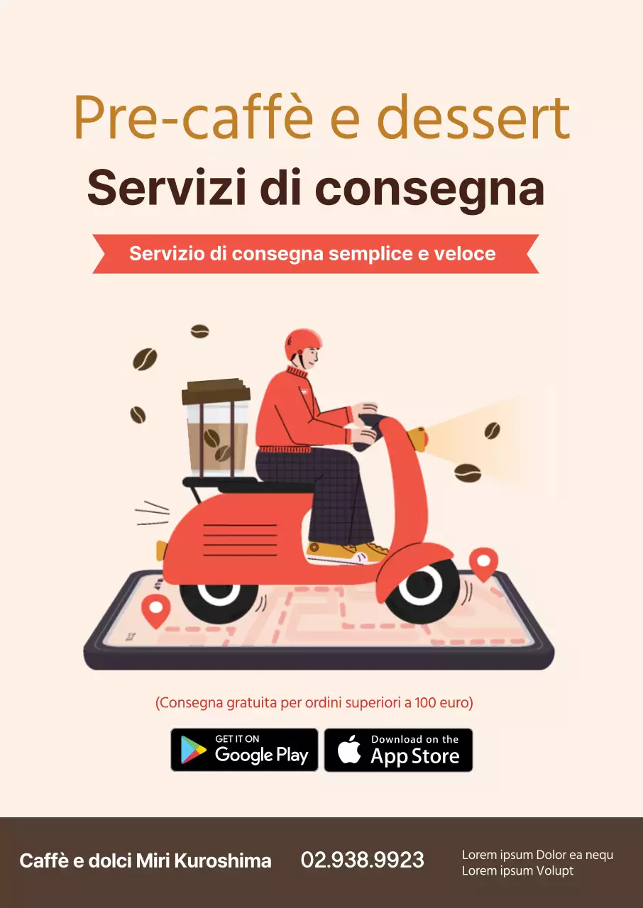 arancione illustrazione pulito ristorante caffè consegna consegna promozione