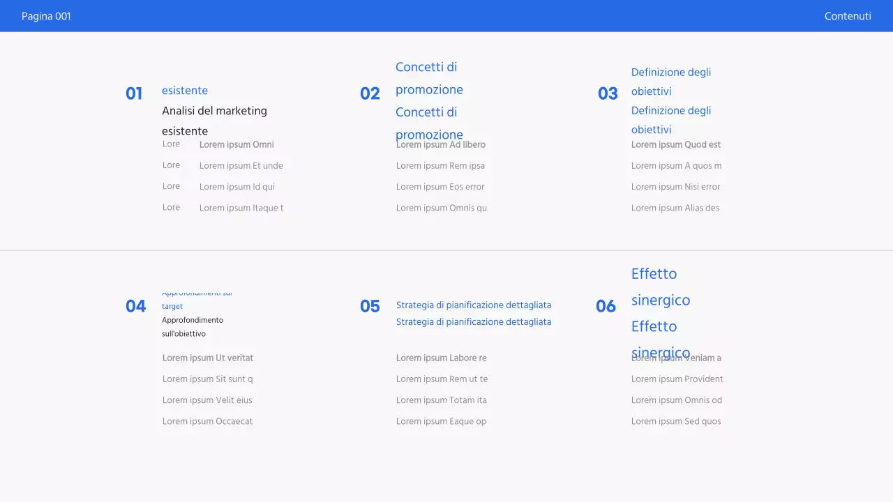 Semplice presentazione promozionale di marketing in bianco e blu